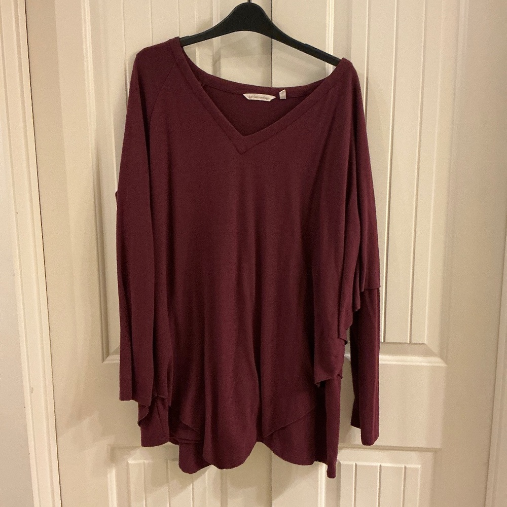 Soft Surroundings Madeline Tunic, Large Knit, Long Sleeve, Purple Wine